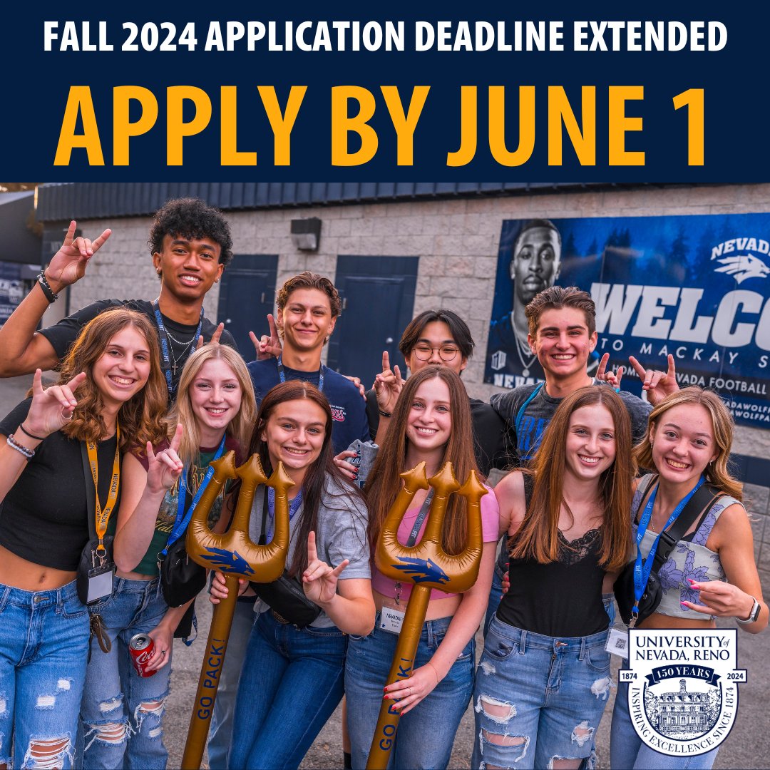 We've got great news, our application deadline has been extended to June 1st! 🎉 Domestic and international freshmen, now's your chance to take a step towards your future at @unevadareno. Apply now at unr.edu/apply and send in your transcripts as soon as possible. 🐺