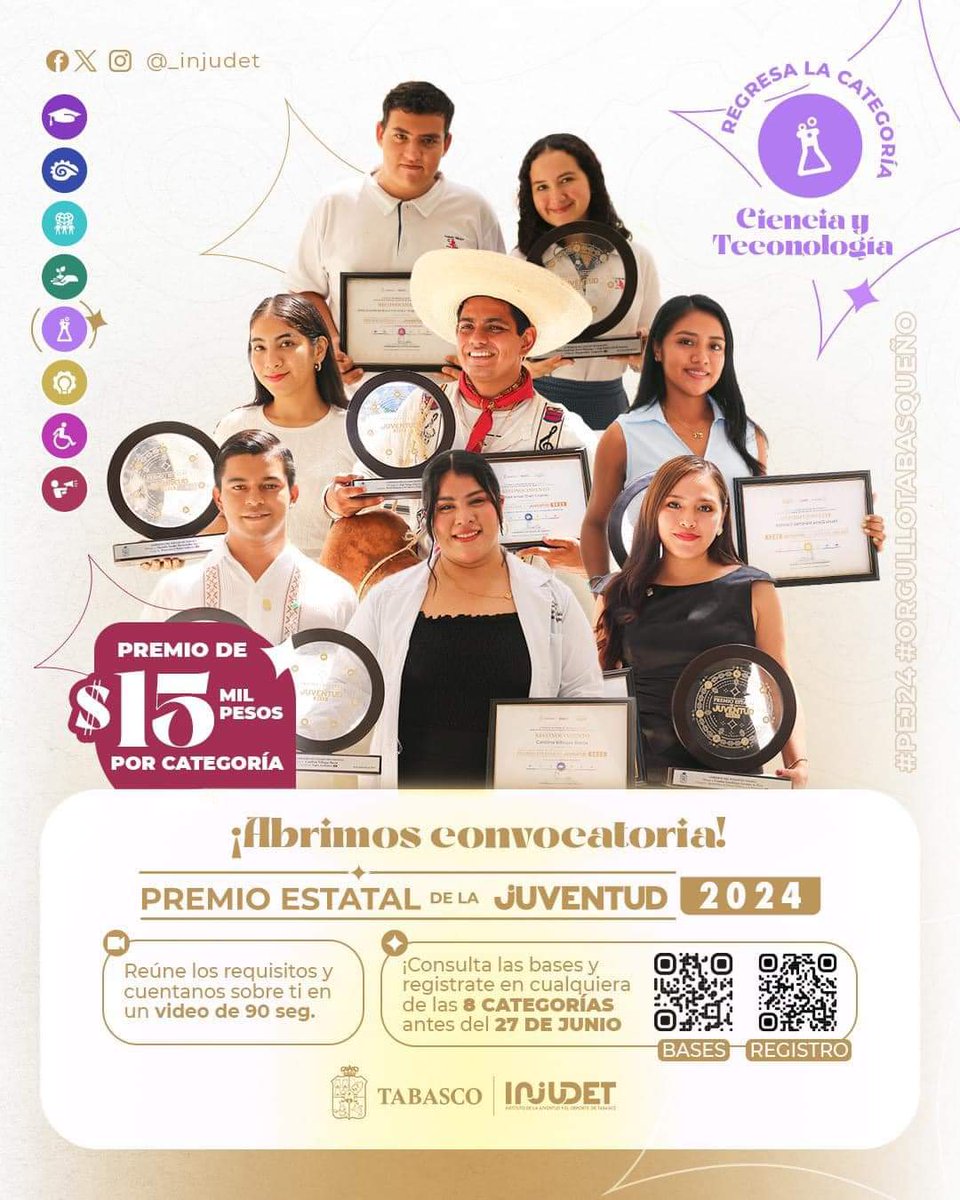 cupil026's tweet photo. Se viene el Premio Estatal de la Juventud 2024 del @_injudet  ¡Participen! 🏆🏅💯🫰🏽✨ https://t.co/bSkmsURu6a