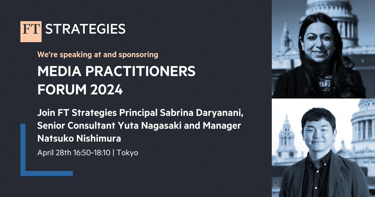 ⚡ We're sponsoring the Media Practitioners Forum 2024 - we'll be hosting a session on 'FT's path to expanding digital revenue and editorial department transformation'. Join us on April 28th on the first floor of Ibuka Hall, from 16:50-18:10 👉 eu1.hubs.ly/H08trwZ0