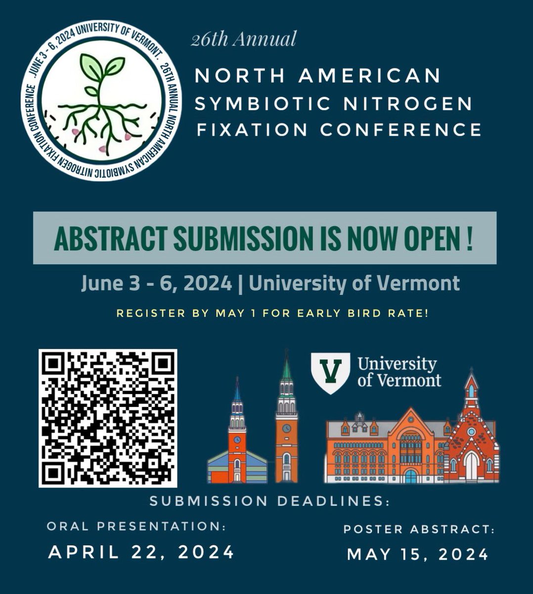 Get ready for great science, new findings, ideas & networking at the 26th Annual NASNFC June 3rd-6th 2024 @uvmvermont. Early registration closes May 1st. To register & submit an abstract, scan the QR code/visit nasnfc2024.wixsite.com/nasnfc/registr… Questions? contact @jmharris777 @UVMCALS