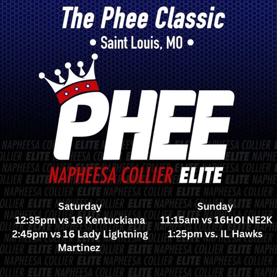 so excited for my first tournament with <a href="/PheeElite/">Napheesa Collier Elite</a> here is our schedule!