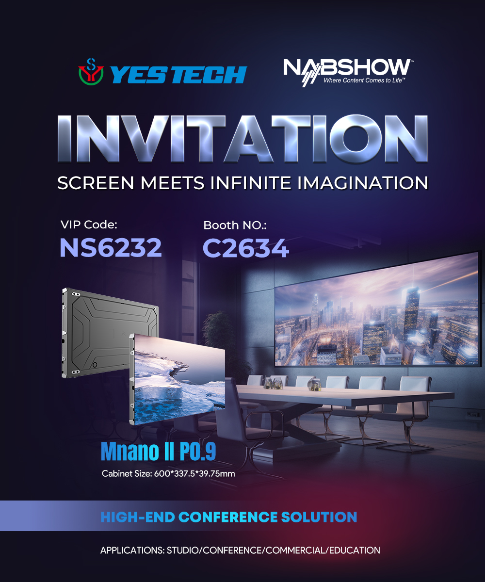 💫Don't miss #NABShow2024 to marvel at YesTech's mini COB MnanoⅡ series with UHD display. Come visit our booth at C2634 from April 14-17 to explore more.✨ 🤗Use YesTech VIP code NS6232 to register NOW: registration.experientevent.com/ShowNAB241/Flo… #NAB #leddisplay #UHD #LEDsolutions #lasvegas