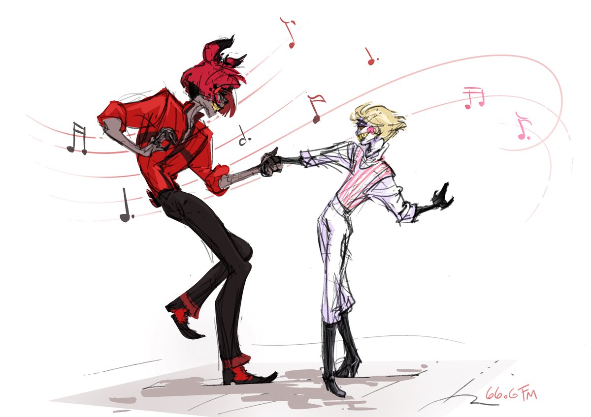 *tosses another #radioapple dancing sketch on the glorious pile* #HazbinHotelFanart