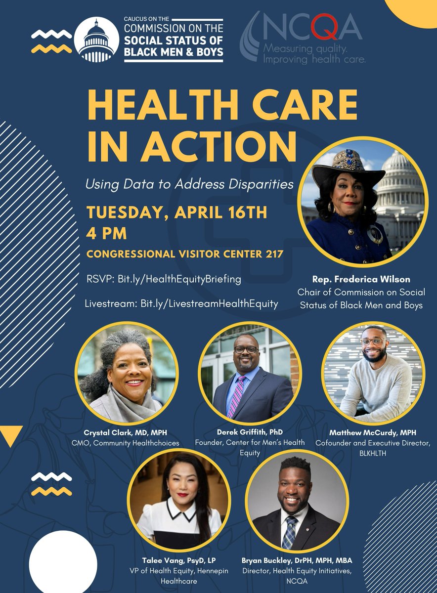Please join us (@MalcolmWoodland, @RepWilson, Dr. Crystal Clark, @matthewmccurdy3, Dr. Talee Vang, @bryanobuckley and @NCQA) at this Congressional Briefing...