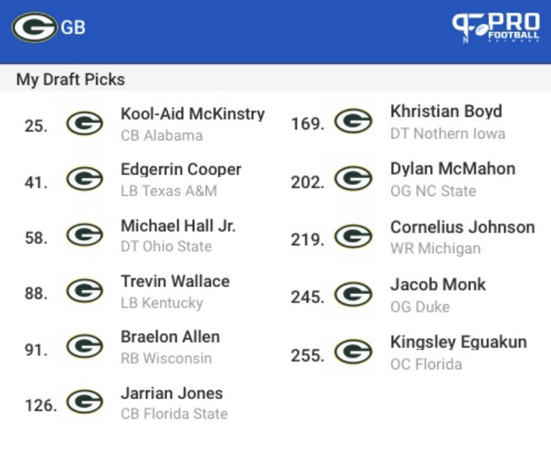 Thoughts on this mock draft?? #Packers #GoPackGo