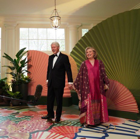 Bill Clinton and Hillary Clinton at the White House’s State Dinner for Japan this evening