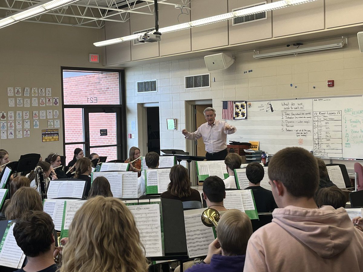 We spent the morning working with Mr. Leon Kuehner, the superb retired band director from Hampton-Dumont, &amp; this evening we had the pleasure of working with Dr. Michael Golemo, the director of bands at ISU. The band grew a lot today, huge thank you Mr. Kuehner and Dr. Golemo!