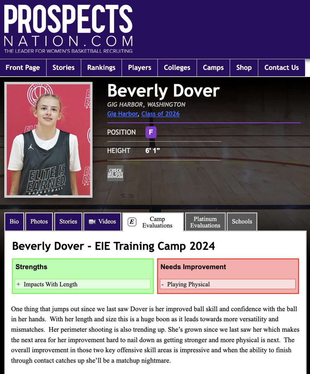 #ELITEisEARNED Boost College Recruiting x @ChrisHansenPSB 🚨NEW EVAL🚨 We saw huge growth from 2026 6'1 F Beverly Dover at CMO Training Camp (Seattle). She will be playing for @W2WBasketball this April. Full Evaluation ⬇️⬇️⬇️