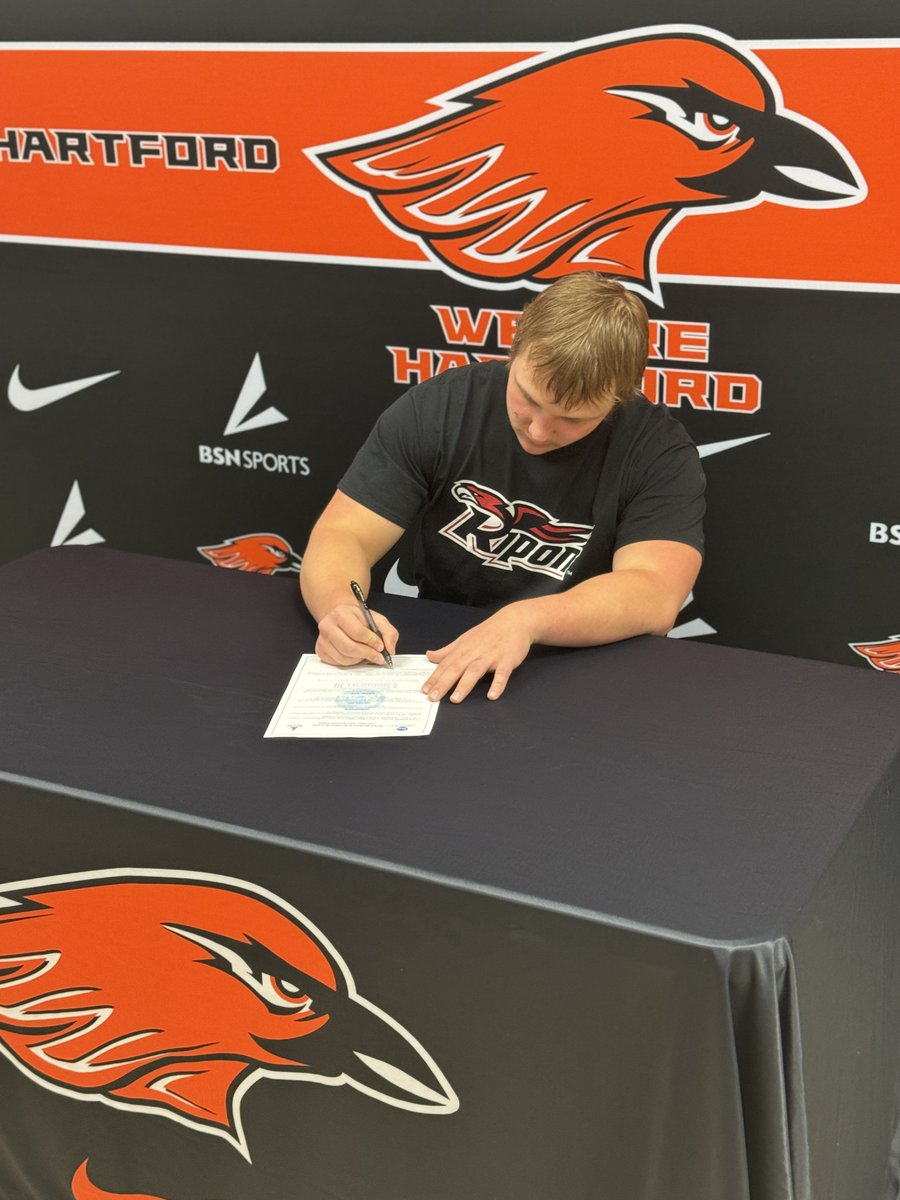 Congratulations to @HUHS_Football player Cason Boudwine on committing to Ripon College tonight. He will be playing football for the Red Hawks next year! @RiponRedHawkFB