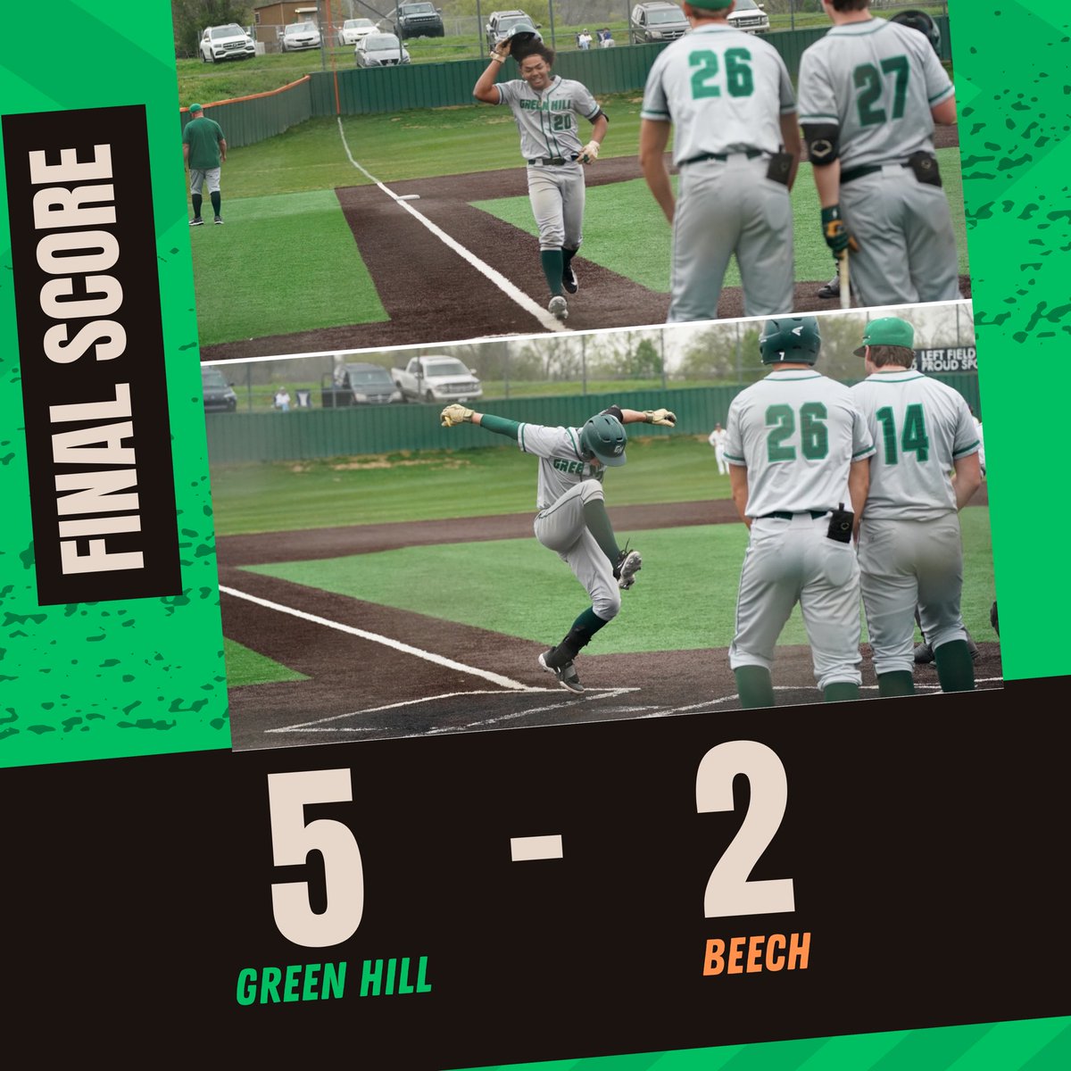 Hawks went yard 3 times at The Shack, helping top Beech 5-2. N. Owens Jr. (Jr) hit a solo HR in the 4th, and G. Gray (Jr) hit a solo HR in the 5th AND 7th. C. Craver got the win with 5 IP and 3 Ks.