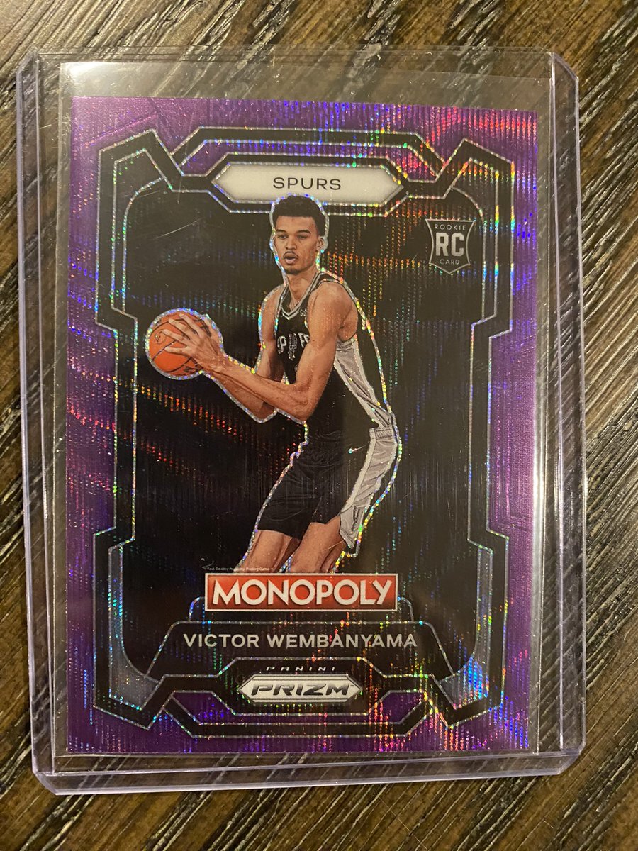 🏷️ F/S - Victor Wembanyama (RC) 2023-24 Panini Prizm Monopoly - Purple Wave Prizm #81 Check it out @mycard_post 👉 mycardpost.com/card-details/1… #sportscardsandmemorabilia #mycardpost #cardbreaks #cardinvesting #thehobby #whodoyoucollect #sportscards #NBA #basketball #rookiecard