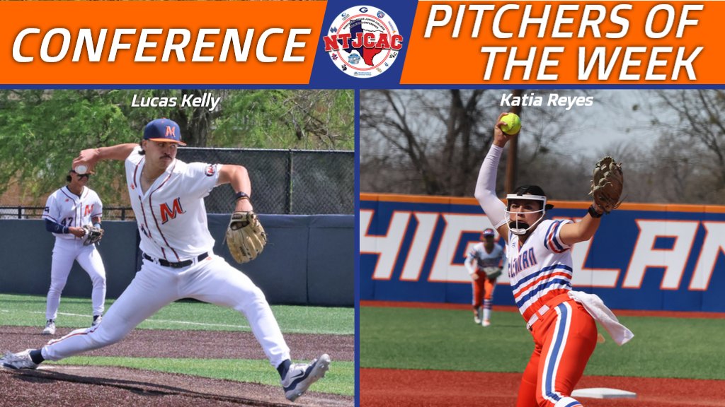 Congratulations to our NTJCAC Pitchers of the Week, Katia Reyes and Lucas Kelly! Katia pitched a perfect game in the Highlanders' 9-0 victory over #7 Grayson, & Lucas pitched a complete game to lead the Highlanders to a 1-0 win over Grayson! #GoLanders #ContinuingTheLegacy