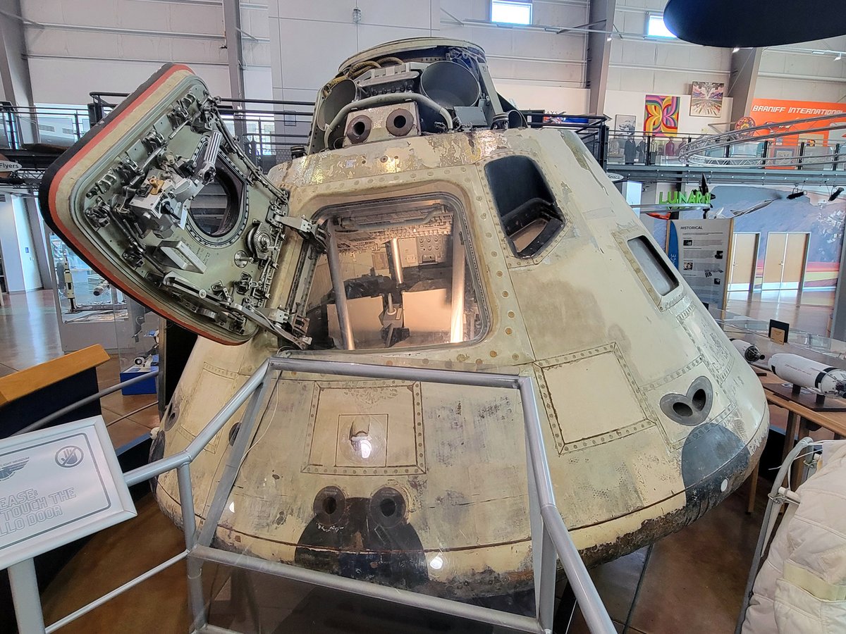 The Apollo 7 Command Module, flown in 1968 as the first crewed flight of the Apollo program, by Wally Schirra, Donn Eisele, and my old pal Walt Cunningham, at Dallas’s Frontiers of Flight Museum.