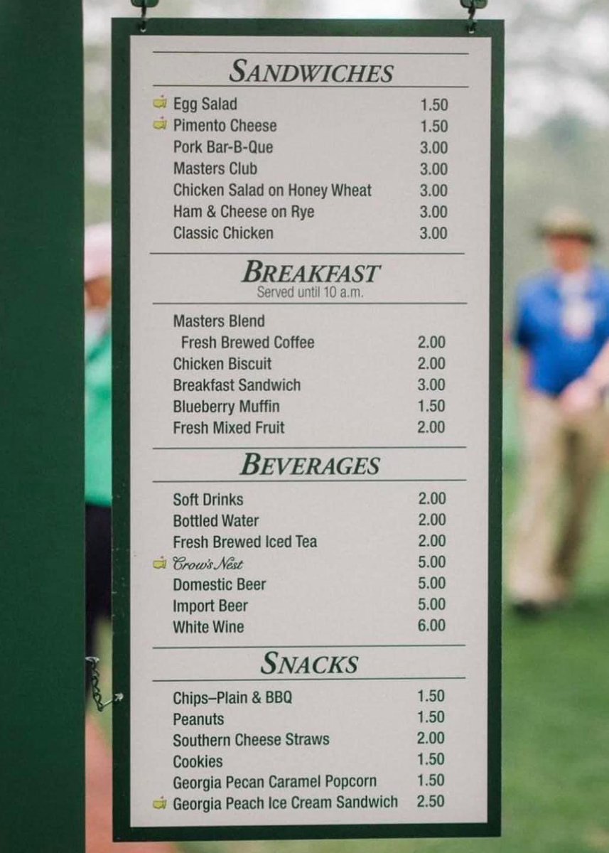 With #themasters starting tomorrow(weather permitting 🤞🏻) let’s have some fun. You have $10, how you spending it at the concession stands on Augusta National? 

#AugustaNational