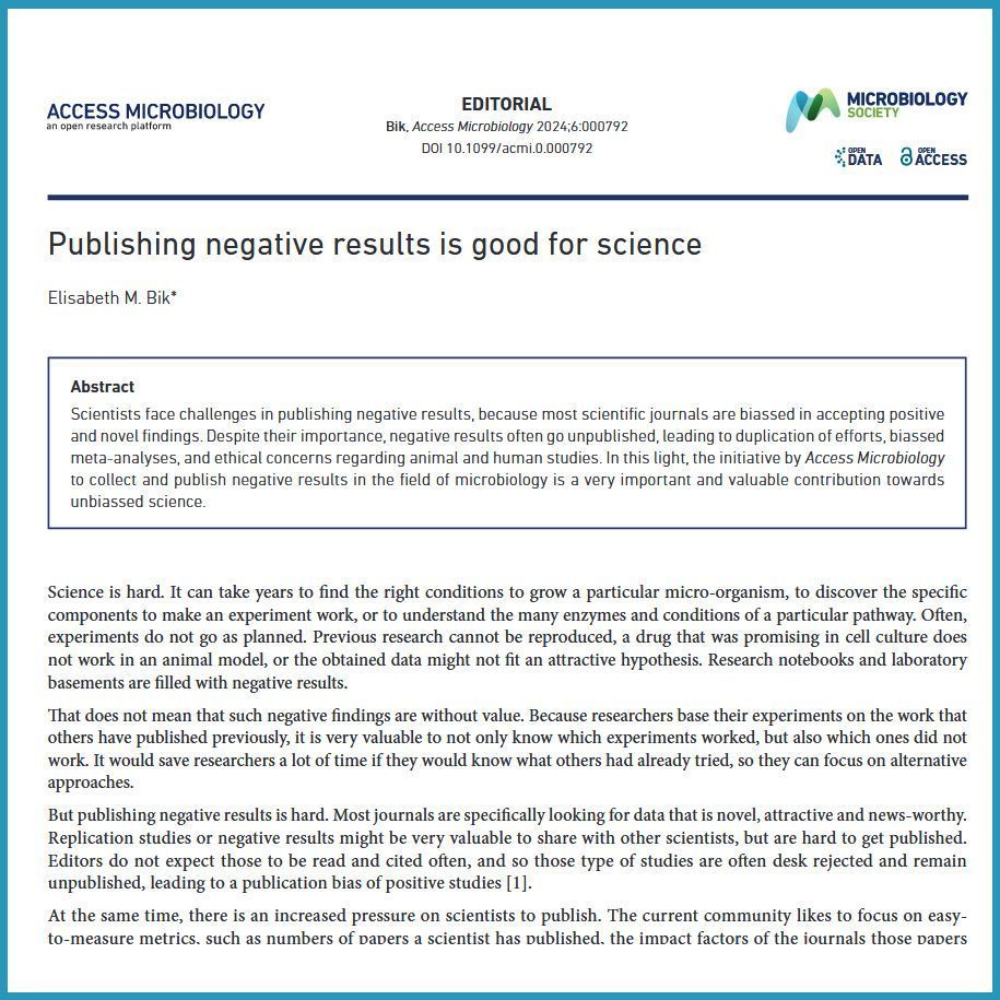 'Publishing negative results is good for science' | @MicrobiomDigest | @MicrobioSoc | buff.ly/3vO9RBX