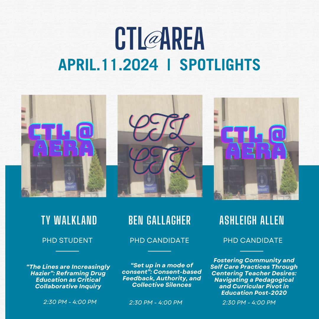 AERA begins tomorrow! CTL researchers are here and ready to present! Here is the CTL AERA spotlight for Thursday, April 10. See full CTL @ AERA program here: tinyurl.com/2p9h3ehu #CTLAERA