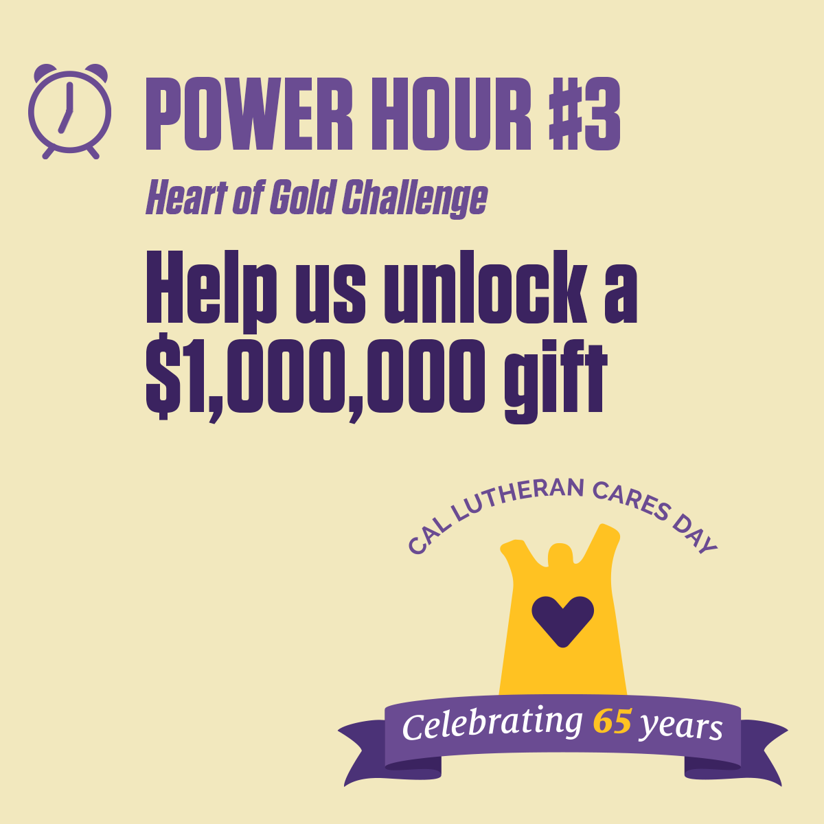 Help us meet the Heart of Gold Challenge! 💛 We’re aiming for $650,000 on the leaderboard by midnight to unlock a $1 million anonymous gift! Give now at caresday.CalLutheran.edu #CalLutheranCares