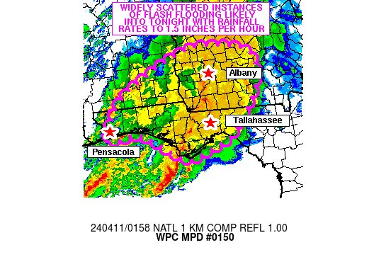 #WPC_MD 0150 affecting Florida Panhandle, Southeast Alabama & Southwest Georgia, #gawx #flwx #alwx, wpc.ncep.noaa.gov/metwatch/metwa…