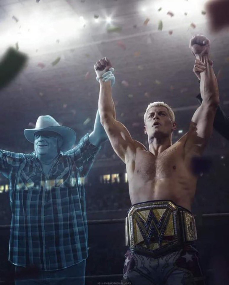 Que fotaza. Dusty Rhodes lo acompaña desde el cielo ❤️