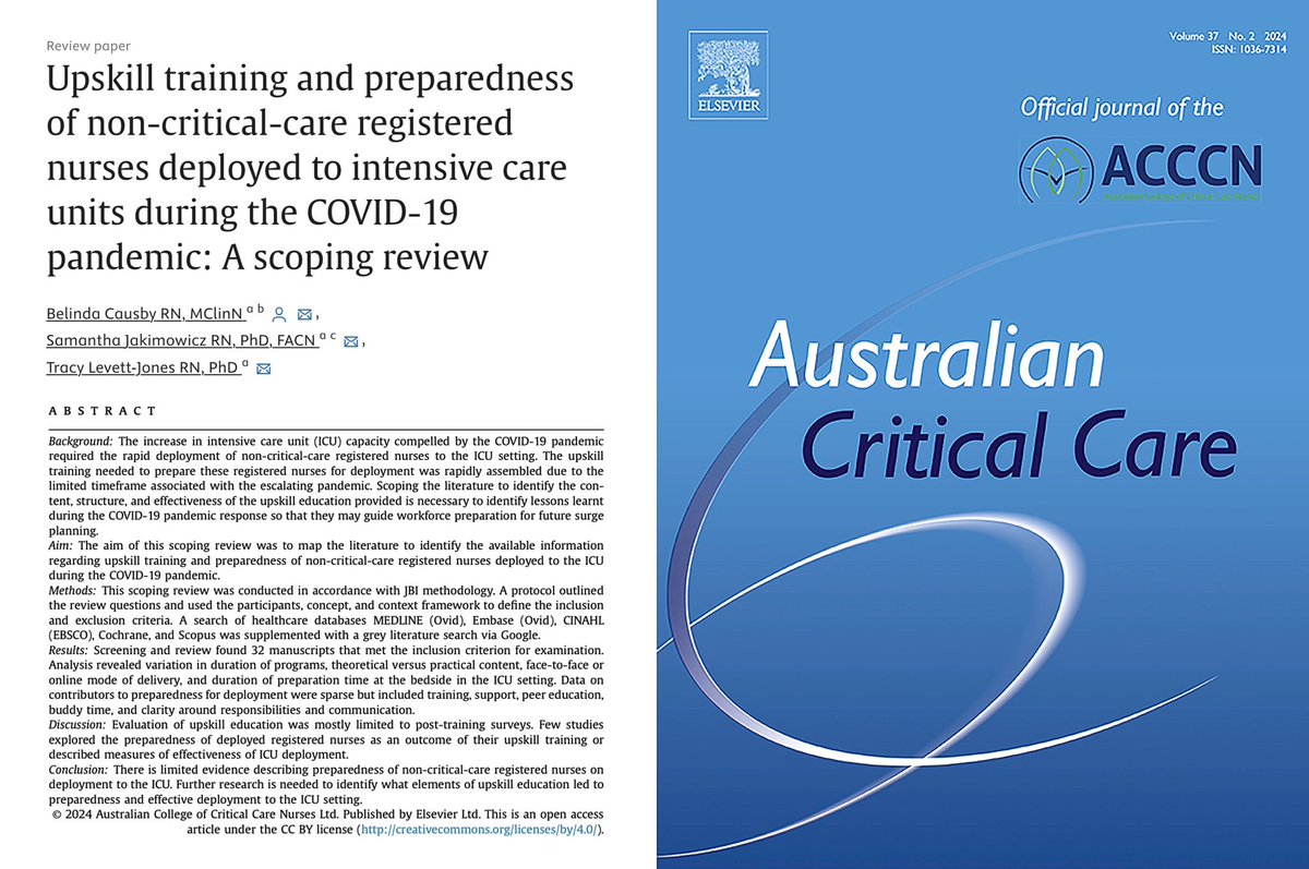 Belinda Causby (@belinda_causby) on Twitter photo I am very proud to share this Scoping Review from my PhD research published in Australian Critical Care, and grateful for the support of my co-authors <a href="/samjak66/">Dr Samantha Jakimowicz</a> and <a href="/Prof_TLJ/">Tracy Levett-Jones</a> for their guidance and supervision. authors.elsevier.com/sd/article/S10⦠I am very proud to share this Scoping Review from my PhD research published in Australian Critical Care, and grateful for the support of my co-authors <a href="/samjak66/">Dr Samantha Jakimowicz</a> and <a href="/Prof_TLJ/">Tracy Levett-Jones</a> for their guidance and supervision. authors.elsevier.com/sd/article/S10ā¦