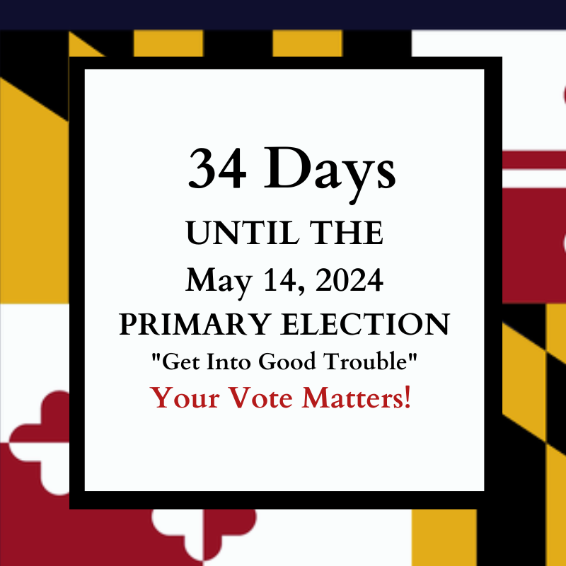 Your vote matters. Countdown to Maryland's Primary Election. Be an educated voter. Get to know your candidates. #ʏᴏᴜʀᴠᴏᴛᴇᴍᴀᴛᴛᴇʀs #primaryelection #votingrightsnow #johnlewis #vote #primaryelection2024#97days#marylandprimaryelection