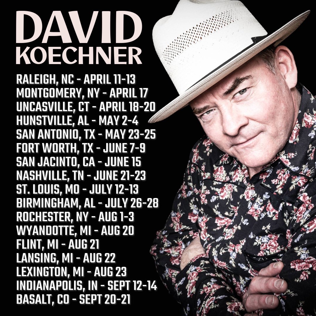 RALEIGH this weekend. Plus, new dates added in BIRMINGHAM, MI (four city run), INDY and the CO mountains. All the deets: DavidKoechner.com