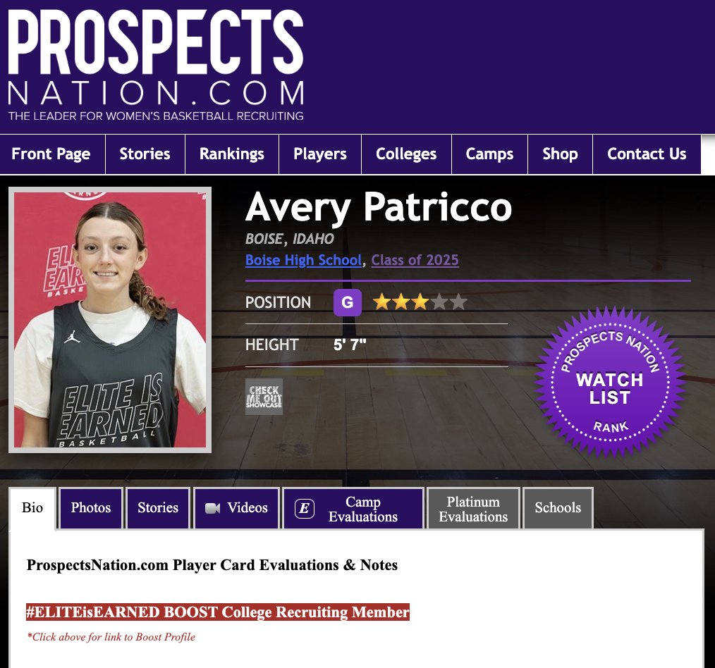 #ELITEisEARNED Boost College Recruiting x @ChrisHansenPSB 2025 G @AveryPatricco was a 2nd Team All-Conference Selection. She had an unofficial visit at #1 ranked NYU in January. She will be with @hope_idaho this April.