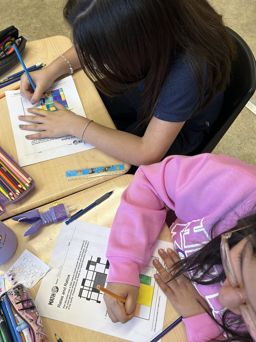 MrsStaples1's tweet photo. Creating Mondrian style artwork and applying our knowledge of rates and ratios to our math task today https://t.co/HGrC9ARYm0