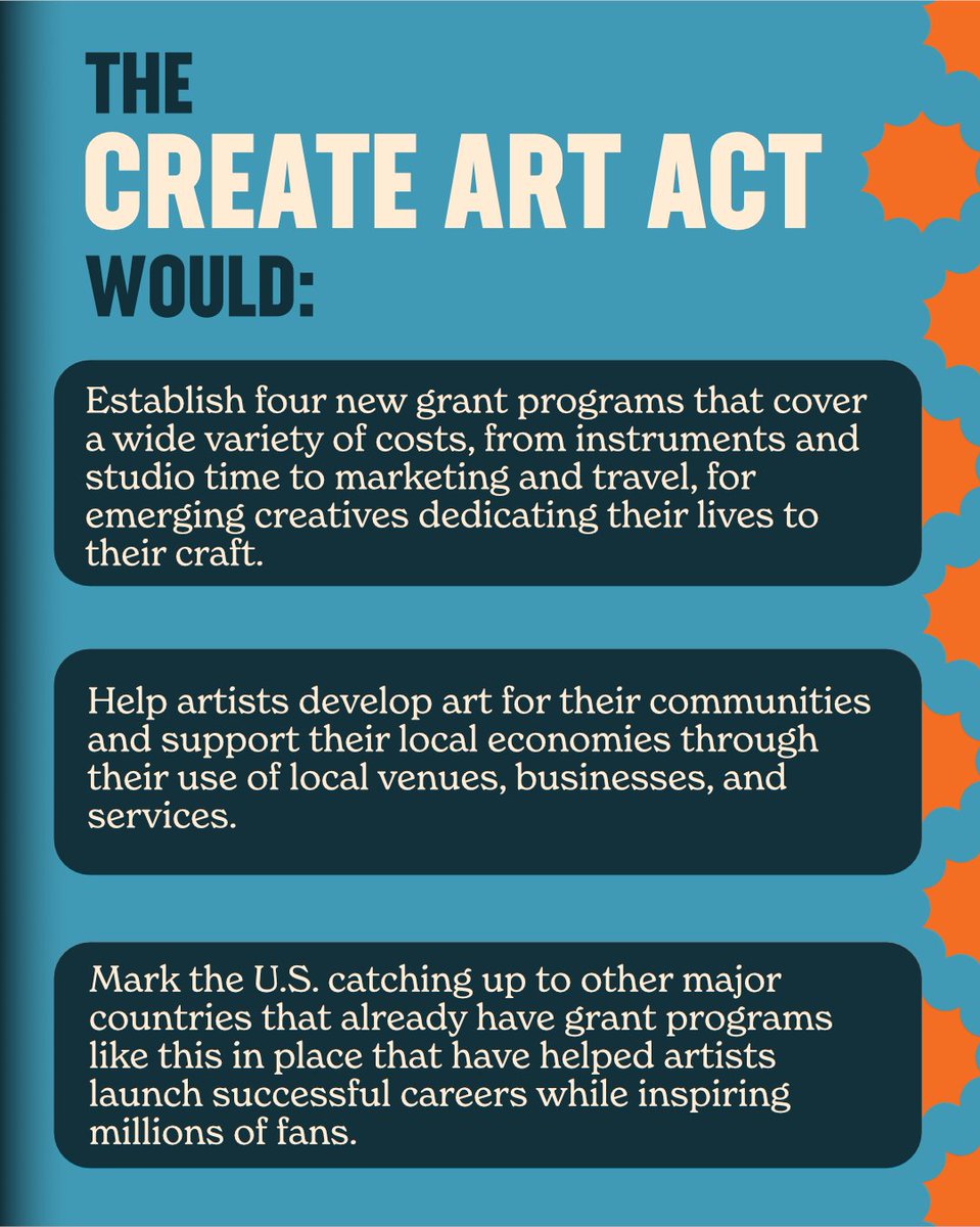 The CREATE Art Act would create grants for emerging artists to support their live performances, living and working expenses, and more. 🎶 Artists deserve to focus more on creating their art and less on how they'll pay to make it. 📲 Learn more: grm.my/4as3Hq9