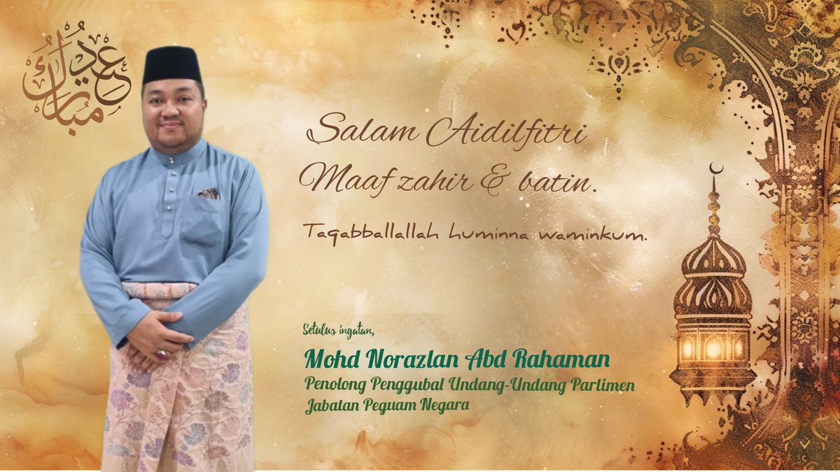 RazlanOfficial's tweet photo. Salam Aidilfitri. Maaf zahir &amp; batin. 😊 https://t.co/1ljcYF5FGi