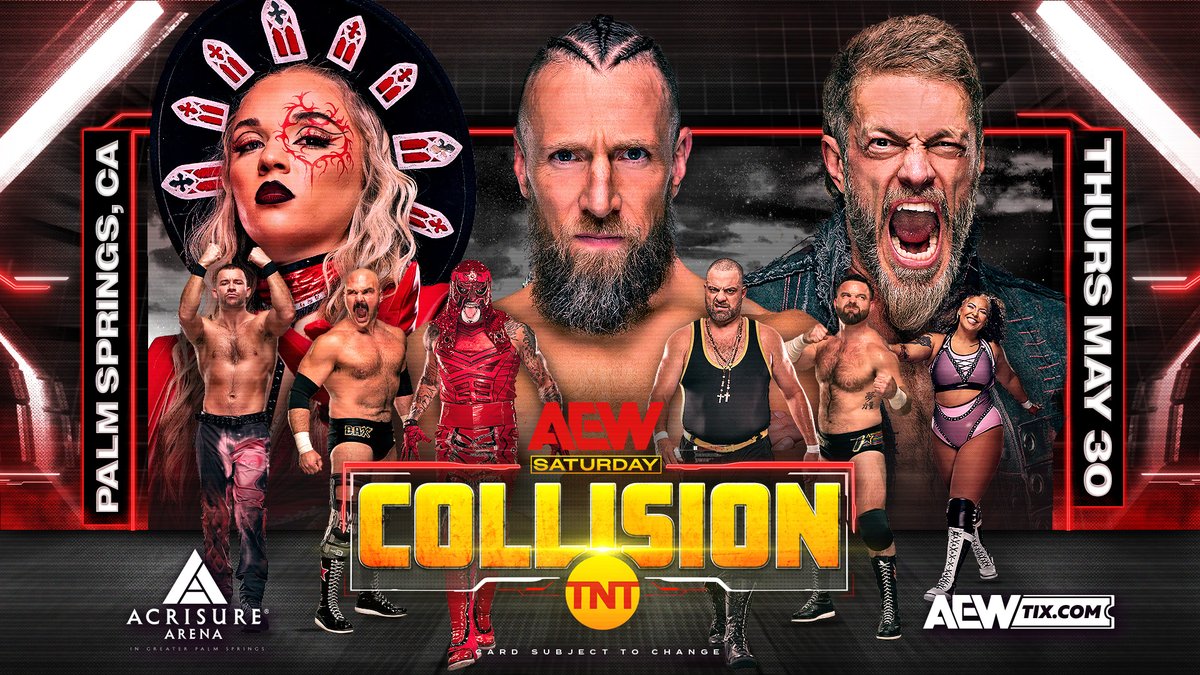 #AEW makes its PALM SPRINGS debut on Thursday, May 30th with #AEWCollision at the @acrisurearena! Tickets are on sale RIGHT NOW! 🎟 AEWTIX.com