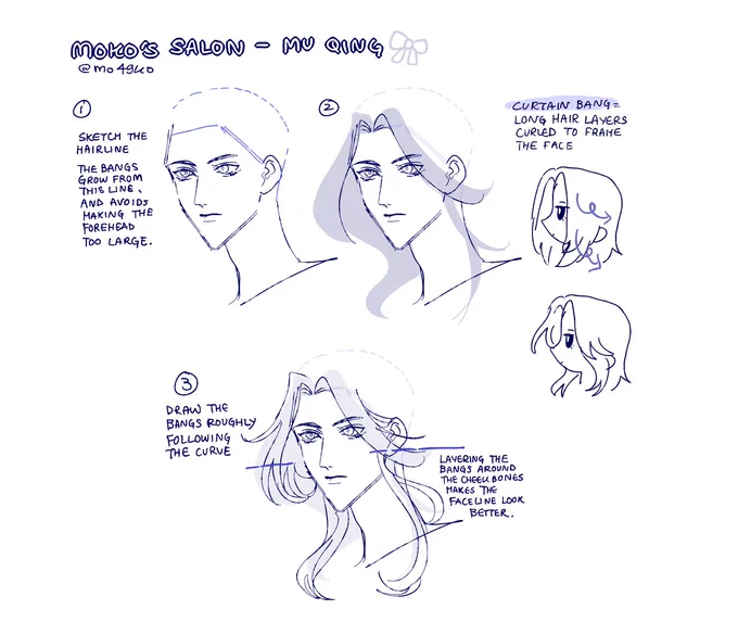#fengqing #风情someone on tumblr asked me how i draw fq's hair, so i will share it here too! these are just my designs i am very normal about hair styling  