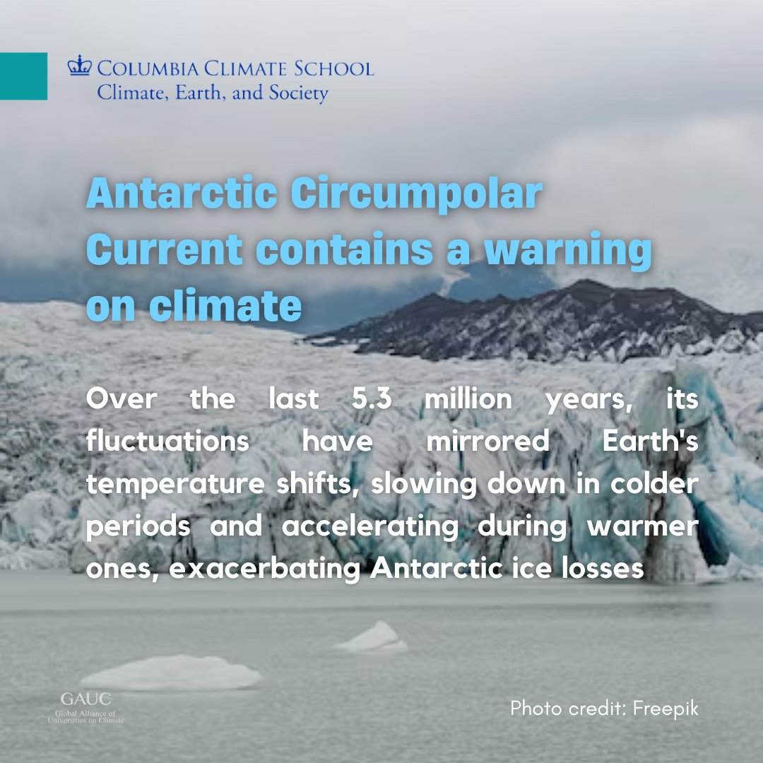 Dive into the depths of the Antarctic Circumpolar Current and its crucial link to #climatechange. @LamontEarth finds ACC speeds up with rising temperatures, increasing ice loss and sea level rise risks. 🌊 Discover more details here: cutt.ly/rw8ccDtr