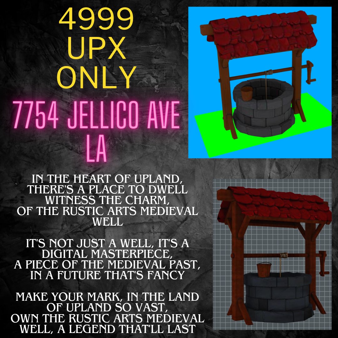 Check out these cool map assets at 7754 Jellico Ave Lake Balboa LA. Own The Rustic Arts Medieval Well, A legend that'll last... @UplandMe #Upland #Metaverse #Sparklet #nft
