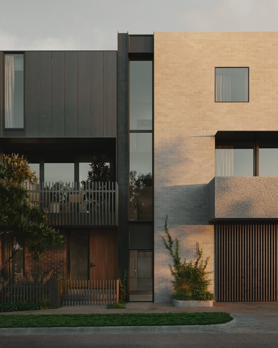 East Kew Oasis: Clyde St Townhouses Blend Nature and Lifestyle by Gestalt & CUUB Studio Read more: amazingarchitecture.com/visualization/… Walk, drive, tram. Clyde St is ideally located for access to the best of East Kew, neighboring suburbs and links to the inner city. Gestalt assembled the…