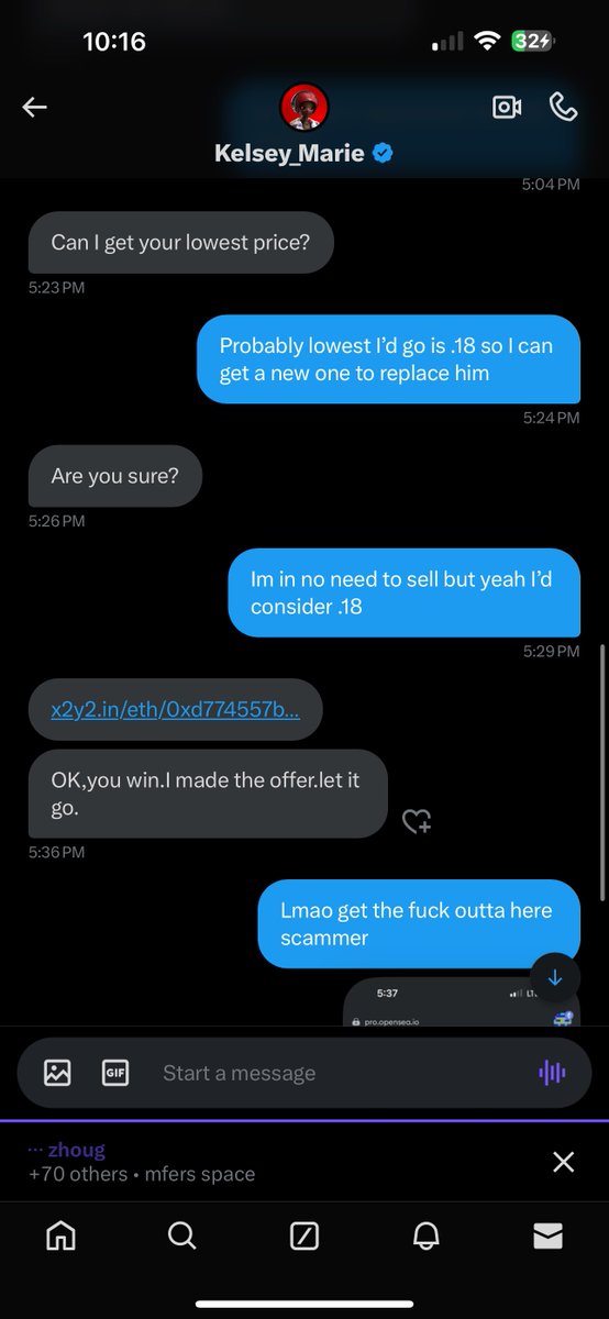 Anyone following this person. Just a heads up to unfollow, block and don’t accept messages from them. Tried draining me with the same way the person got <a href="/VRmfer/">VRmfer</a> . Stay safe out there.