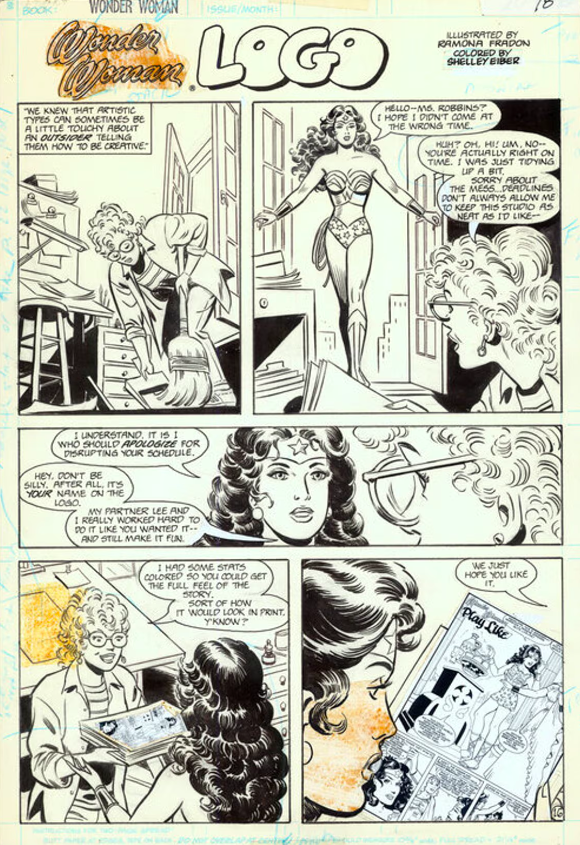 Trina Robbins meets Wonder Woman, illustrated by Ramona Fradon.