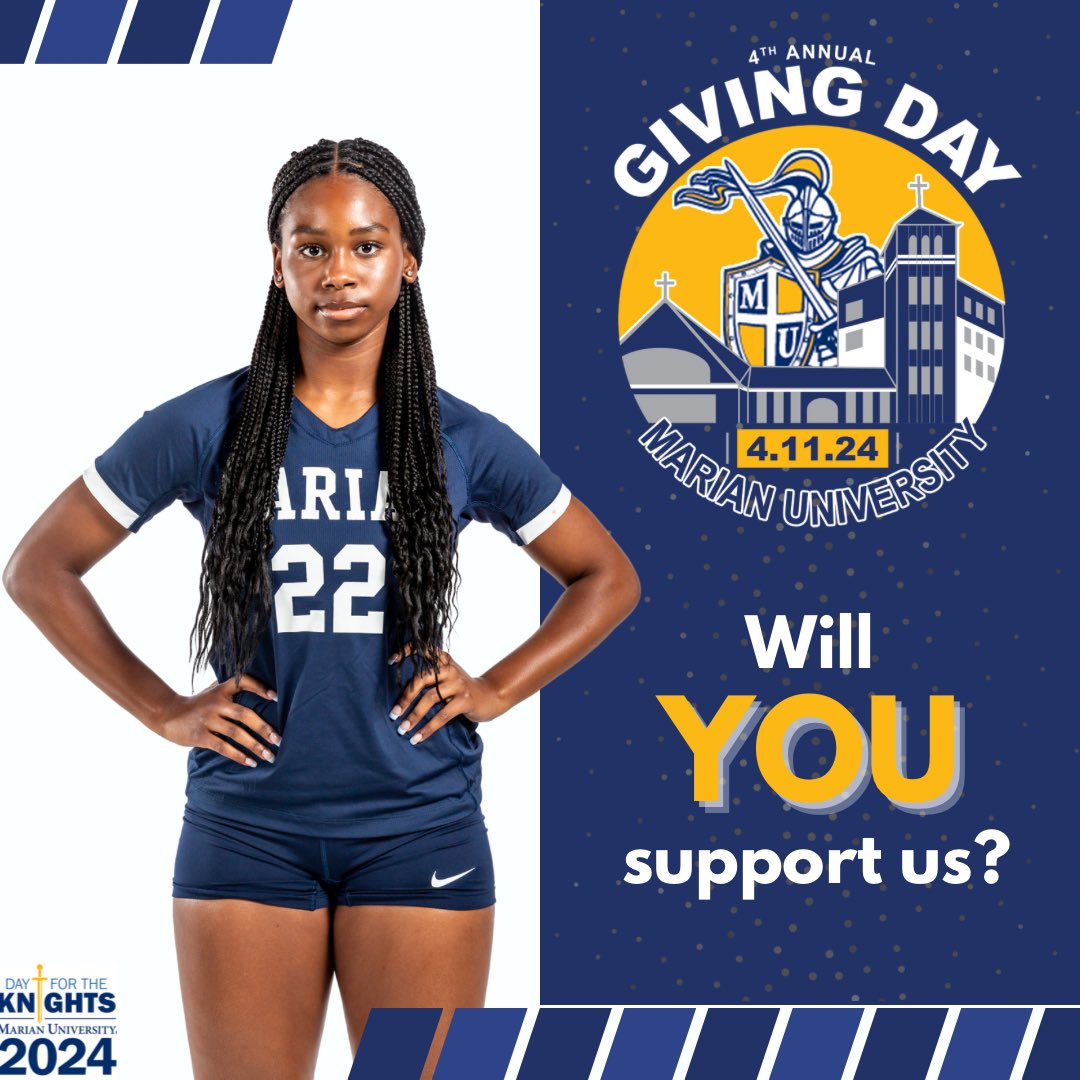 Get ready Knight fans!  We have some BIG goals for this years #givingday and we need your help!  Any and everything helps us! To make a gift, visit ⬇️

givecampus.com/schools/Marian…

#knights #goknights #donate #knightsgiveback #marianvolleyball #support #naia #volleyball #fundraising