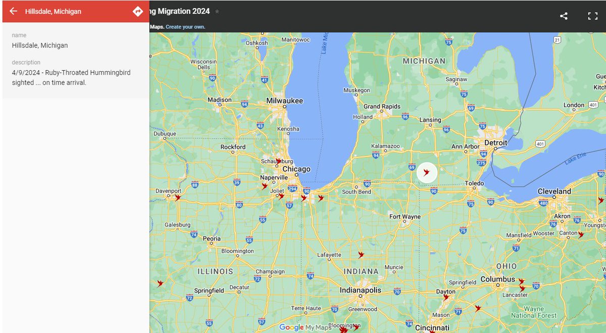THE FIRST HUMMINGBIRD has been spotted in Michigan for the year! 📷 A Ruby-Throated hummingbird was reported in Hillsdale, Michigan yesterday, April 9th.