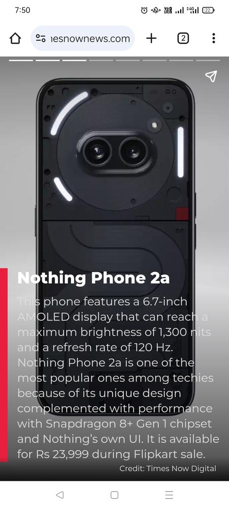 Fire_Phoenix9's tweet photo. @TimesNow 
 Nothing 2(a) is Powered by #Mediatek #Dimensity 7200 PRO

Please check below screenshot shot for reference 
Change the article and it will help others to easily know specs from your articles.... https://t.co/GllwmHXELD