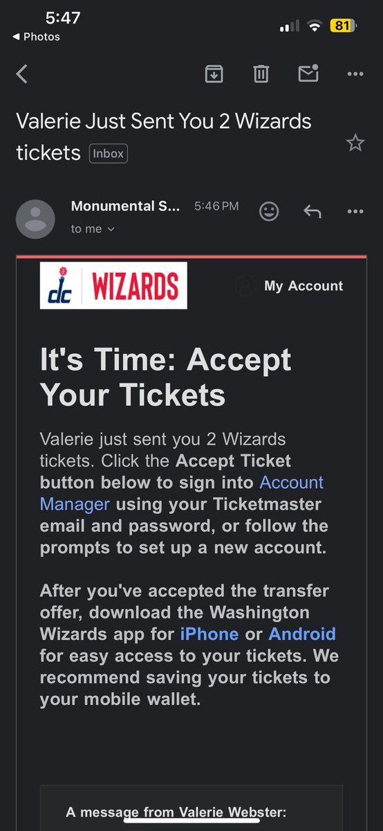 Hey y’all I got an extra two tickets to the Wizards game this Friday, like and comment if you want them I’ll pick someone tomorrow #ForTheDistrict