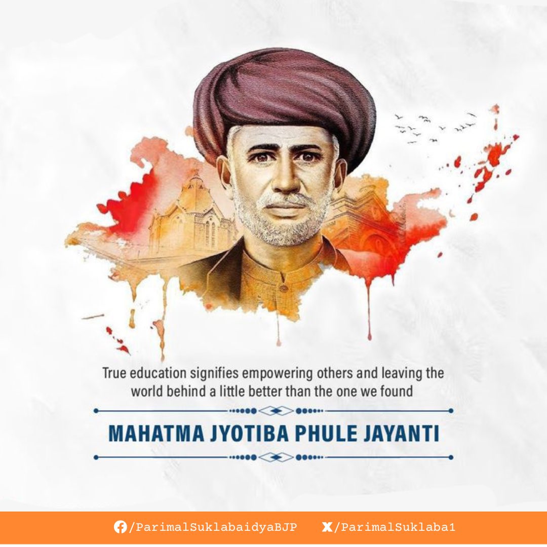 My homage to a visionary social activist, philosopher, writer, pioneer for women's education in India, and reformer Mahatma Jyotiba Rao Phule on his birth anniversary. He left an indelible mark on Indian history through his tireless efforts to uplift society.