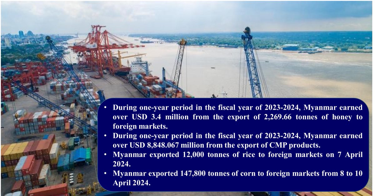 Efforts made to Increase Exports in the Fiscal Year of 2023-2024 #WhatsHappeningInMyanmar #Myanmar @ViewsofMM22 infosheet.org/node/6529