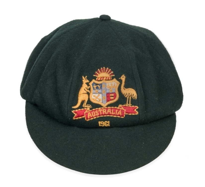 The Baggy Green of Bobby Simpson from the 1961 tour of England which fetched Aus$17,000 at auction in 2023. Unlike today caps were issued for each series so tend to be in far better condition than those of modern players