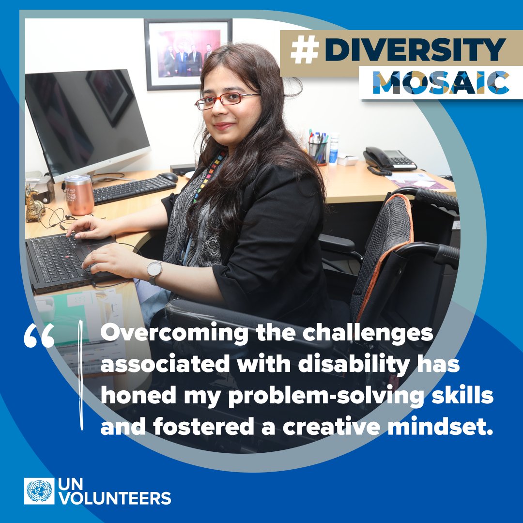 Meet Tayyaba Arshi, a #UNVolunteer, Social Inclusion Officer with @UNDP_Pakistan who promotes inclusion, and raises awareness of barriers affecting persons with disabilities.

Her motto: Be the change you wish to see in the world.'
✍🏼bit.ly/3xwXr1Q

#DiversityMosaic