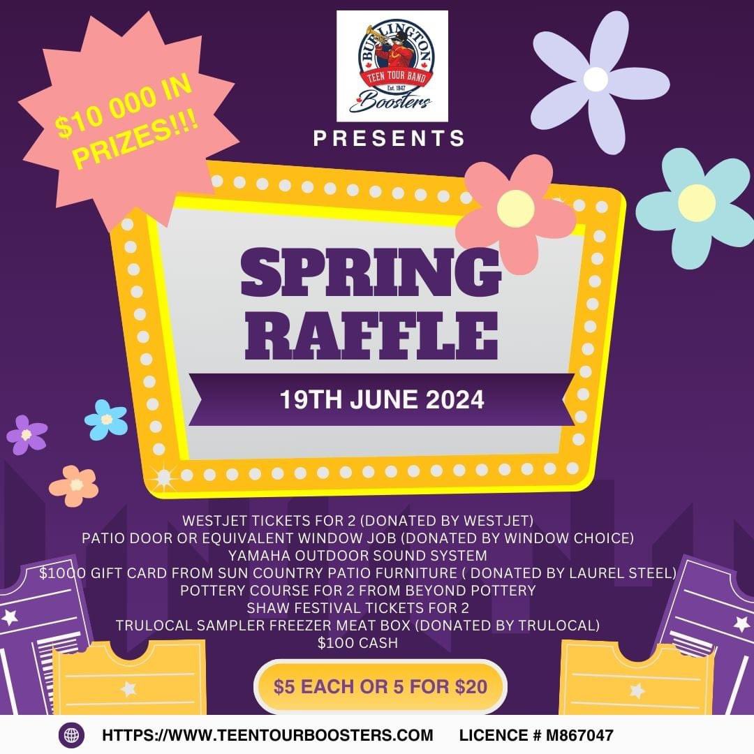 BTTBBoosters's tweet photo. It’s that time again! Support the Burlington Teen Tour Band by buying your tickets today! #raffle #burlon #pridededicationexcellence  #supportlocal https://t.co/ZnkAy4cJ0J