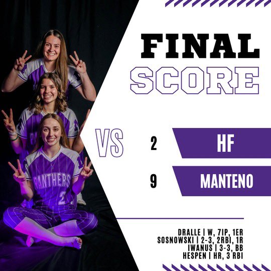 💜🥎 Nice W tonight against an athletic 4A Homewood Flossmoor. 💣 from @kenzieh3211  and 🔥 from @Alyssa_Dralle in the 🟣 Record 13-0, 4-0 @MHSscores  @MantenoStrength @MHS_AthBoosters @ica_softball  @TDJsports