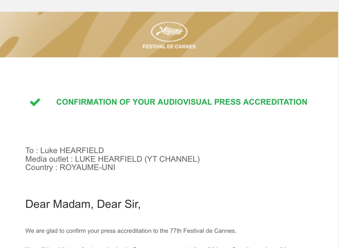 Oh yeah, forgot to share the news; I’m heading back to Cannes. 🥳🇫🇷🎥🥂