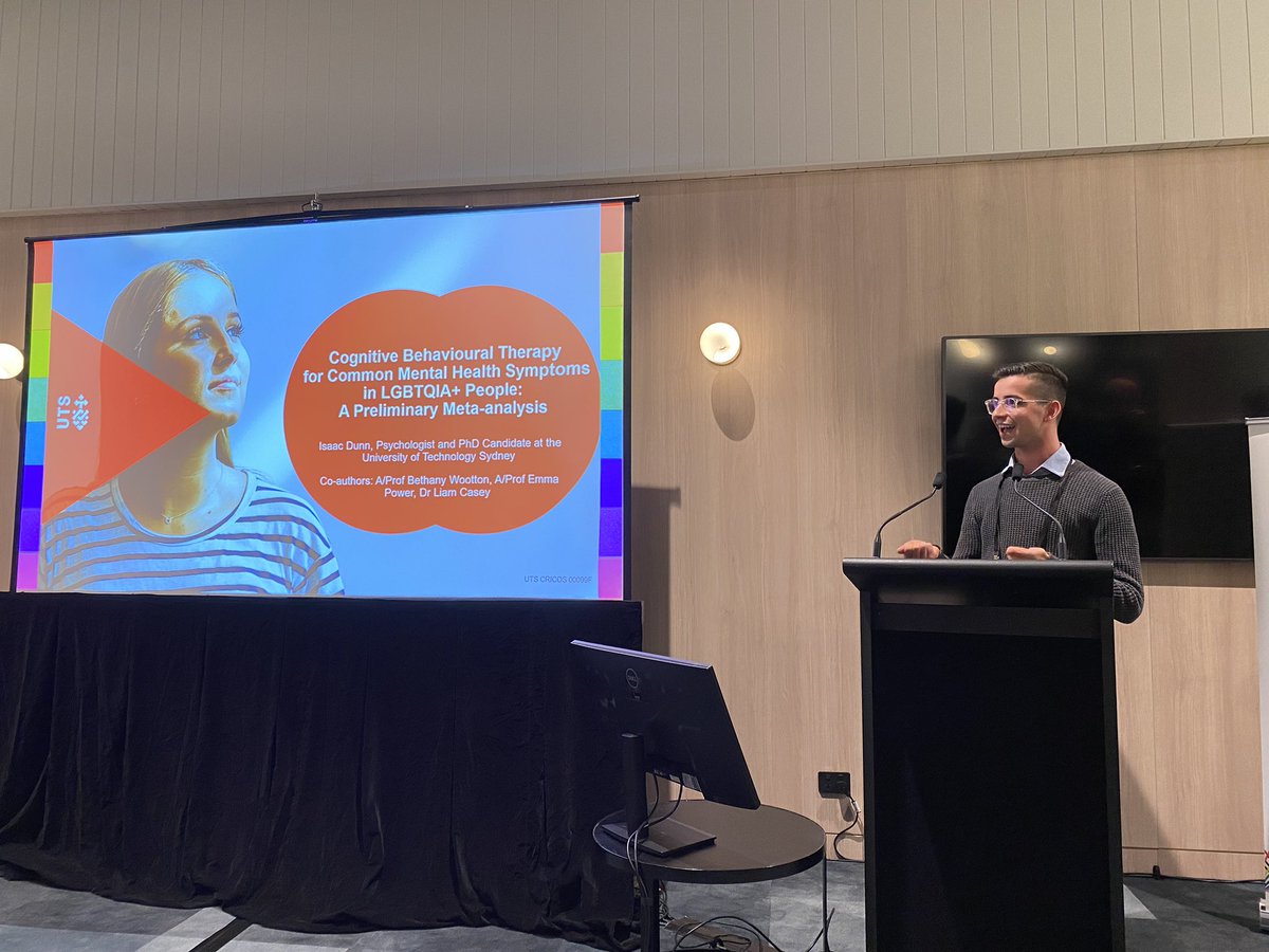 Wonderful to meet some amazing researchers while presenting on my research into CBT, stigma, and common mental health concerns in #LGBTIQ+ people at LGBTIQ+ Health Australia’s #HiD24 conference this week!