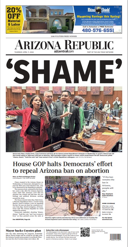The front page for Thursday, April 11, 2024. Designed by Rick Konopka.